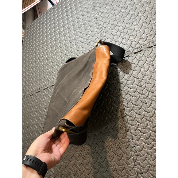 Fossil‎ Leather Black Canvas Messenger Bag Purse Crossbody - Picture 4 of 9